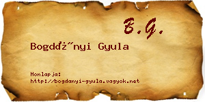 Bogdányi Gyula névjegykártya